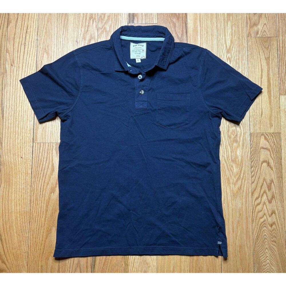 FAT FACE Mens Polo Shirt Lrg Mens Navy Blue Cotton UK Short Sleeve